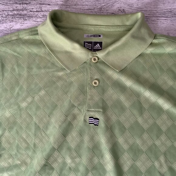 Adidas ClimaCool Green Diamond Print Golf Polo Shirt - Picture 2 of 8